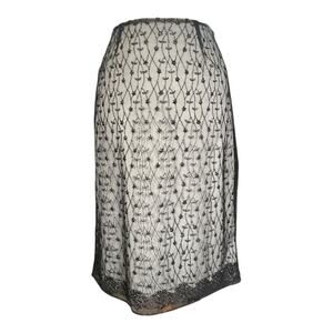 Vintage 90s Arden B Embroidered Lace Overlay Skirt Black Gray SZ10 Y2K Coquette